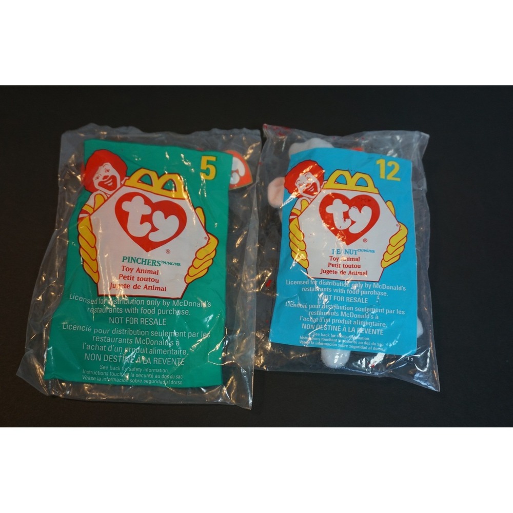 Ty Teenie Beanie Babies 1998 McDonalds Pinchers Peanut Set of 2 Sealed‎ New